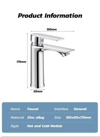 Modern Basin Mixer Tap Chrome Finish Bathroom Faucet Single Lever Hot & Cold Water Mixer Durable Zince Body & Ceramic Cartridge - view 2